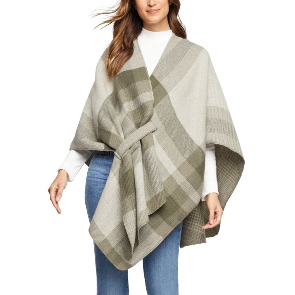 Woolrich Plaid Fringe reversible Cozy Blanket Wrap green one size OS